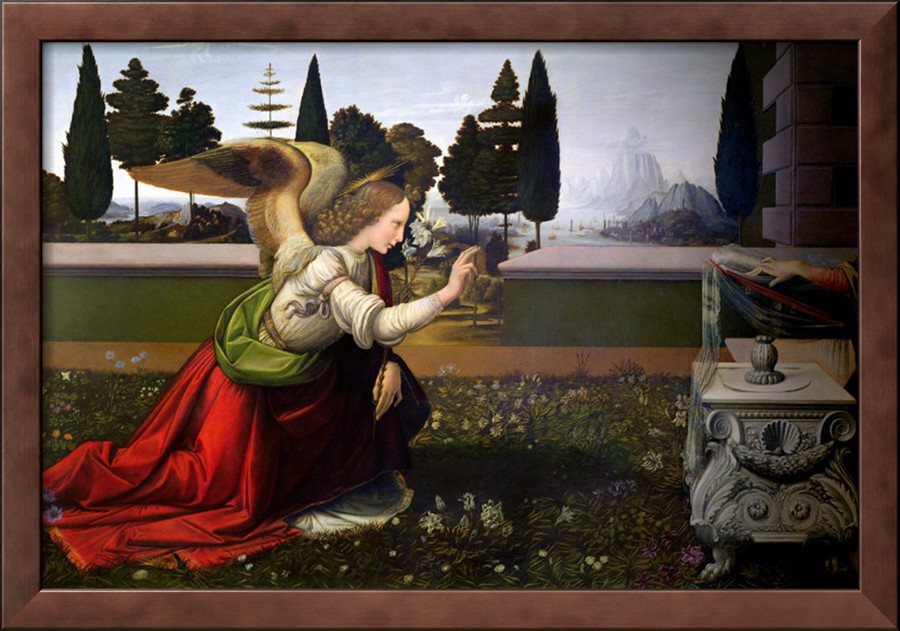Angel Gabriel, from the Annunciation, Detail - Leonardo Da Vinci Painting